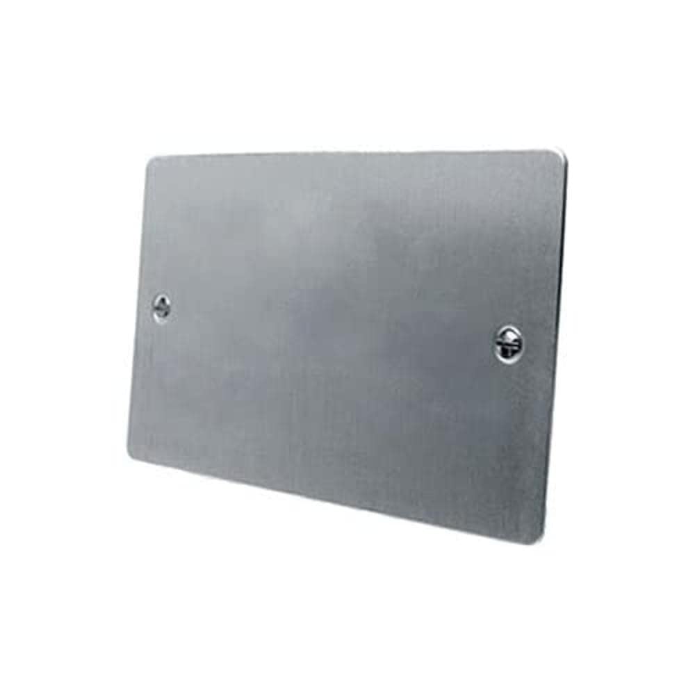 Electrical Blanking Plate Double 2 Gang - Satin Matt Chrome - Flat