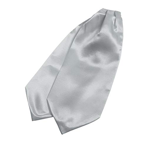 Silver Ascot Cravat Tie For Men Handkerchiefs Satin Solid Self Formal Cravat Scarf Hankies Evening Dan Smith Drc1E01H Silver