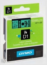 DYMO D1 Tape 12mm Black on Green
