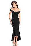 Astylish Womens Evening Dress Off Shoulder Flouncing Mermaid Formal Prom Gowns XX-Large Black