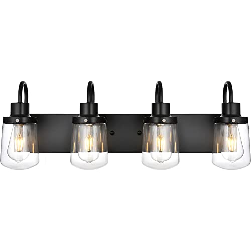 Yaohong Modern Bathroom Vanity Light 4Lights Lamp in Black,Farmhouse