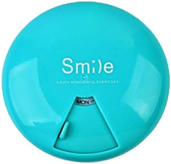 uyhghjhb Rotatable Smile Letter Print Portable Pill Organiser Box Pill Box Blue