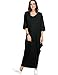 Verdusa Women's Loose Batwing Dolman Sleeves Maxi Long Boho Dress Black L