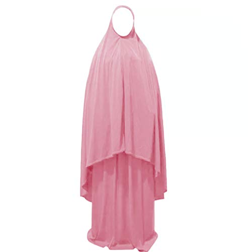 Muslim Women's Islamic Salat Prayer Dress Clothing Outfit Khimar Hijab Telekung Skirt Set (Dusty Rose Pink, Large/X-Large)