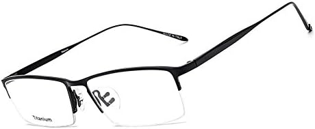 SUNBRAVE Business Titanium Half Rim Eyeglass Frames for Men Women Working Computer Meeting Glasses (Black)