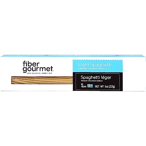 FIBER GOURMET SPAGHETTI PASTA, LOW CALORIE & FIBER-RICH SPAGHETTI NOODLES, MADE IN ITALY, NON-GMO, KOSHER, VEGAN, ZERO ARTIFICIAL COLORS OR FLAVORING, 8 OZ, PACK OF 12