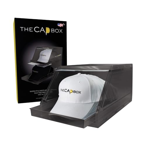Photo 1 of The CapBox 2.0 (2 Pack Black) Hat Organizer for Baseball Caps, Stackable Sliding Tray Hat Rack & Hat Holder Hat Hanger Cap Storage Container 2 Yr. Warranty Fits 12-17 Caps Sliding Tray & Stopper