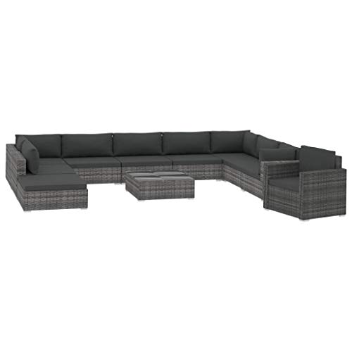 vidaXL Gartenmöbel 11-TLG. mit Auflagen Lounge Möbel Sitzgarnitur Gartengarnitur Sitzgruppe Sofa Gartenset Gartensofa…