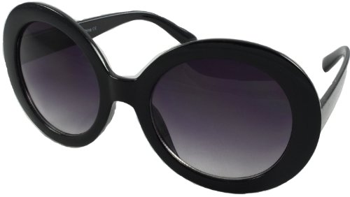 Revive Eyewear Big Girls' Round Eye Retro 'Audrey' Black Frame/ Black Lens Non Polarized Sunglasses 140