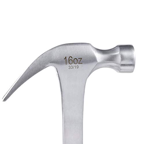 Leporem Hammer - Framing Hammer with Smooth Face, Unibody Steel Forged Structured Finishing Claw Hammer with Non-Slip & Shock Reduction Handle for General Purpose, Light Weight - 16oz (Claw)