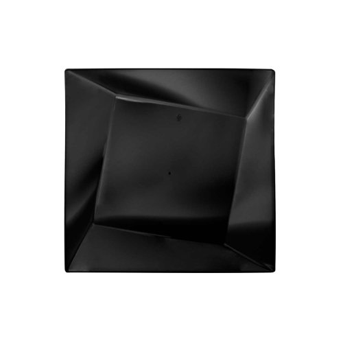 Party Essentials 10-Count Hard Plastic 6.5" Twisted Square Dessert/Appetizer Plates, Black