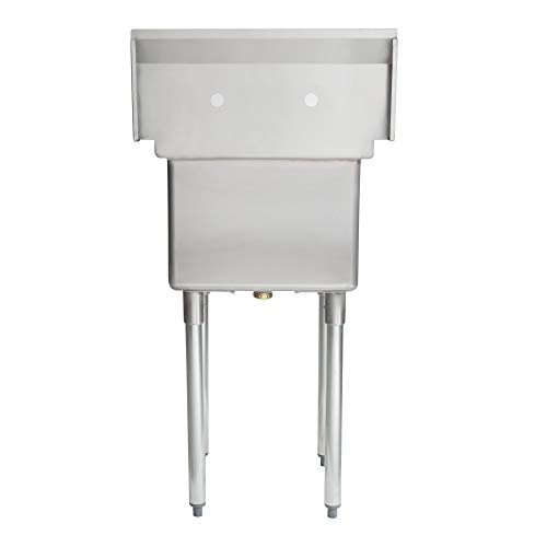 Commercial Kitchen Prep and Utility Stainless Steel One 1 Compartment Bay Sink with 10" Faucet (24" Width x 24" Length) - Thumbnail 2