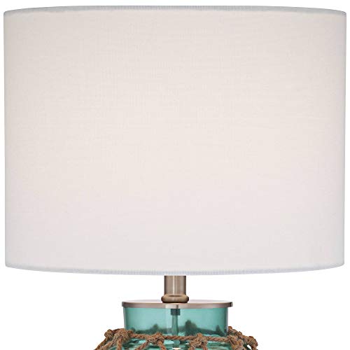 Crosby-Nautical-Accent-Table-Lamp-Coastal-Blue-Green-Glass-Rope-Net-Off-White-Drum-Shade-for-Living-Room-Family-Bedroom-360-Lighting Crosby Nautical Accent Table Lamp Coastal Blue Green Glass Rope Net Off White Drum Shade for Living Room Family Bedroom…