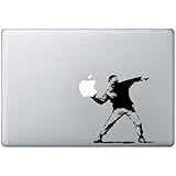 Macbook 13, 15, 17 inch decal sticker Black Banksy Flowers art for Apple Laptop