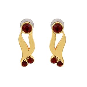 Gehena By Estele – Gold Tone Leaf Desire stud earrings For Women