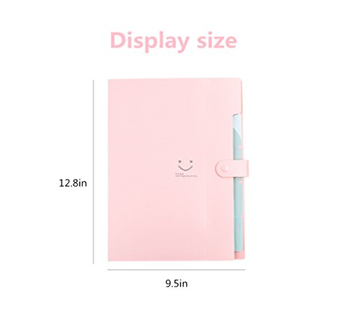 Yizeda Plastic Expanding File Folders Accordion Document Organizer 5-Pocket A4 Letter Size with Snap Closure for School and Office,3 Color (3 Pack)
