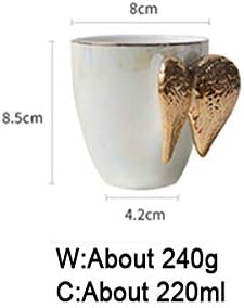 Creative White Ceramic Cup Gold Plated Mango Angel Wings Office Home Coffee Milk Porcelain Cups Couple Gift Home Decor @ White
