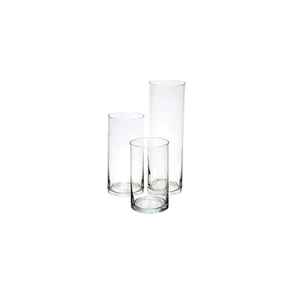 Glass Cylinder Vases Set of 3 Decorative Centerpieces for Home or