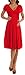 TINYHI Women's Knee Length Short Sleeve Jersey Skater Summer Dress Red Medium
