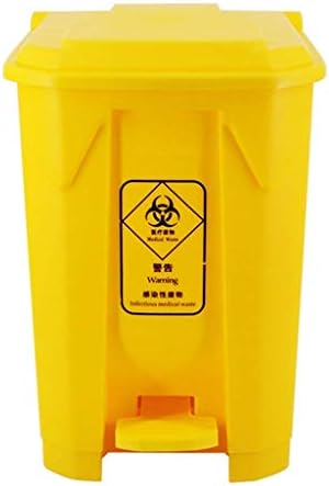 Yellow plastic waste container with roller, hospital clinic laboratory (size: 80L)