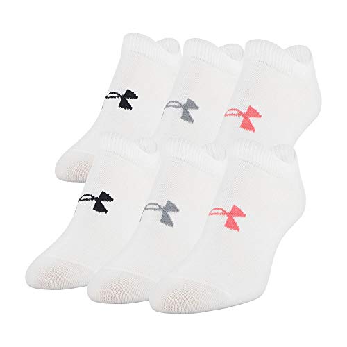 Under Armour Women's Essential 2.0 No Show Socks, 6Pairs , White