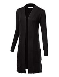 Cárdigan de manga larga para mujer, liso, suave, elástico, abierto, frontal