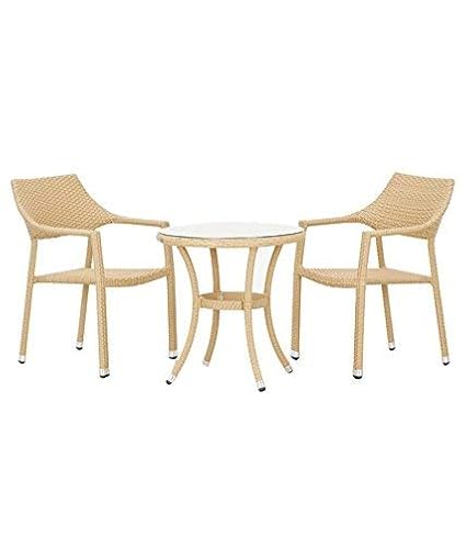 WICKER HUB GC26 Outdoor Set 2 Chair 1 Table Honey
