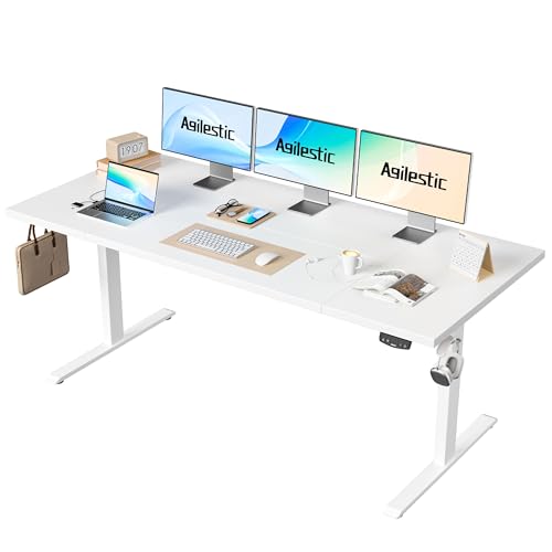Agilestic Höhenverstellbarer Schreibtisch 180 x 80 cm, Stabiler Schreibtisch Höhenverstellbar Elektrisch mit Memory-Handsteuerung, Ergonomischer Steh-