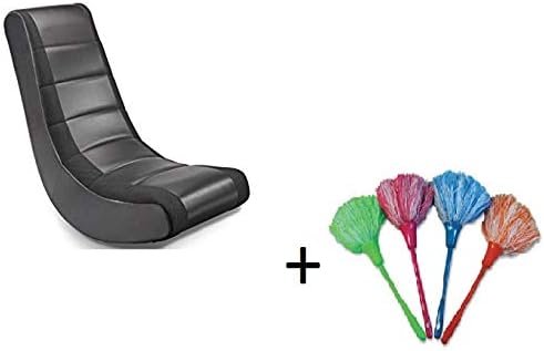 Crew Furniture Classic Video Rocker, (Set of 1, Black/Black + Freebie Mini Duster for Cleaning)