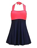 JOYMODE Plus Size Cerise Mint Swimdress One Piece Swimsuit Beachwear(FBA) Red & Navy 3XL(US 20-22)
