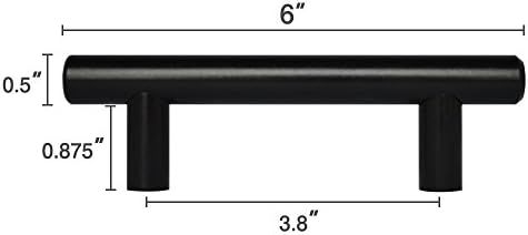 Vidagoods 2-18" Matte Black Kitchen Cabinet T Bar Pull Handle Knob Hardware (6")
