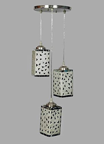 gojanta Triple Hanging Pendant Ceiling Glass Lamp (Multicolour)