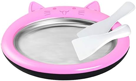 SMILEQ Home Mini Ice Cream Maker Fried Ice Machine Tray Grade Mat in Minutes Ice Cream Time Pan Frozen Yogurt Sorbet Family Fun (Pink)