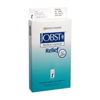 JOBST Relief Knee High 20-30 mmHg Compression Socks, Open Toe, Beige, Medium