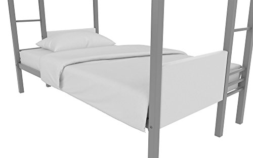 Little Seeds Monarch Hill Raven Bunk Bed Metal Frame, Twin-Over-Twin - Silver with White Faux Leather