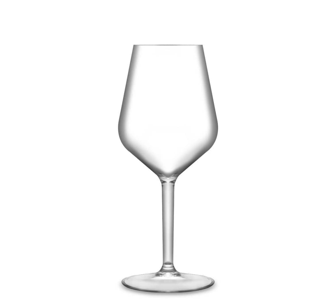 WAF RucBicchieri Set 6 pieces CALICI EVENT TASTING BLOWN STEMGLASS 33cl. UNBREAKABLE, TRANSPARENT, in Hard Plastic (Tritan), BPA-Free, Reusable and Dishwasher Safe (FM-41)