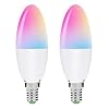 Lohas Smart Lamp kaarsvormige LED-lamp, E14, meerkleurig RGB + wit, vermogen 5 W, werkt met Alexa en Google Home, 2…
