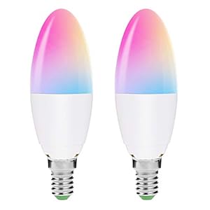 Lohas Smart Lamp kaarsvormige LED-lamp, E14, meerkleurig RGB + wit, vermogen 5 W, werkt met Alexa en Google Home, 2…