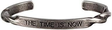 Osye The Time is Now Twisted Sides Titanium Cuff Bracelet for Love (Antique Silver)