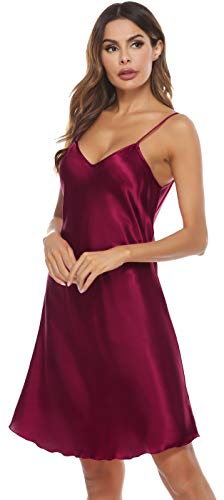 Vlazom-Camicia-da-Notte-Donna-Sexy-Raso-Senza-Maniche-Cinturino-Regolabile-Vestito-del-Pigiama-Morbido-e-Leggero
