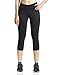 BALEAF Women's Yoga Capri Pants Workout Running Cropped Legging with Inner Pocket Non See Through Black Size S