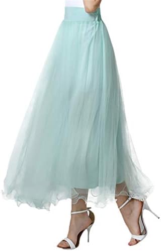 Women A line mesh Tulle Skirt Knee Length Elastic Waist for Evening Party Prom Formal Skirts