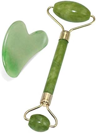 Green Roller Tools Set | By Natural Jade | For Face Neck Back And Jawline (2 In 1)