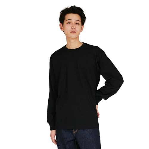 アンダーシャツ 綿100％ 1P ヘインズTシャツKUROクルーネックロングスリーブTシャツ インナーウェアメンズ HM4-D202-090-XL