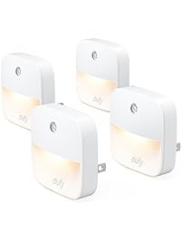 eufy Lumi Plug-in Night Light, Warm White LED Nightlight, Dusk-to-Dawn Sensor, Bedroom, Bathroom, Kitchen, Hallway, Stairs, Energy Efficient, Compact, 4-Pack