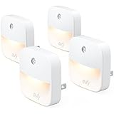 eufy Lumi Plug-in Night Light, Warm White LED Nightlight, Dusk-to-Dawn Sensor, Bedroom, Bathroom, Kitchen, Hallway, Stairs, Energy Efficient, Compact, 4-Pack