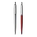 Parker Jotter London Duo Discover Pack: Stainless Steel Ballpoint Pen, Blue Ink & Red Kensington Gel Pen, Black Ink