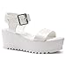 Herstyle Carita Womens Platform Sandals Open Toe Ankle Strap Flatform Wedge Casual Sandal Black White Chunky Platform Sandals Comfortable Lightweight Lug Sole Wedges for Summer, White, Size 8.0
