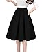 Tandisk Women's Vintage A-line Printed Pleated Flared Midi Skirt with Pockets