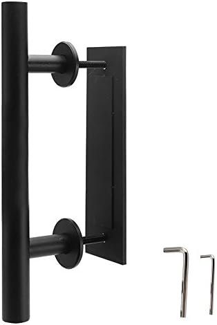 12” Barn Door Handle Gate Pull and Flush Hardware Black Handles Kit Mount Screws Included